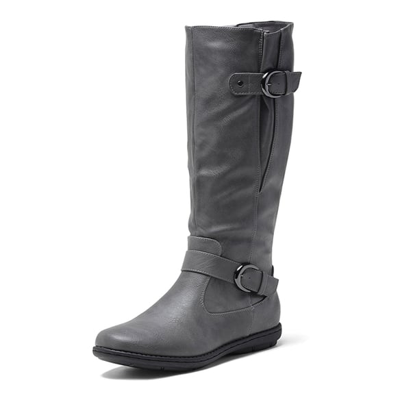 Fur Knee High Winter Boots - GREY -  0