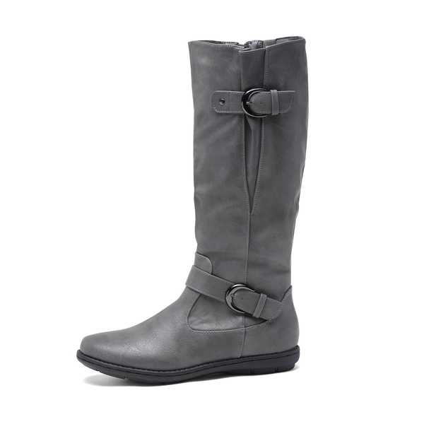 Fur Knee High Winter Boots - GREY - 3