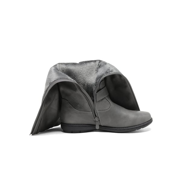 Fur Knee High Winter Boots - GREY - 5