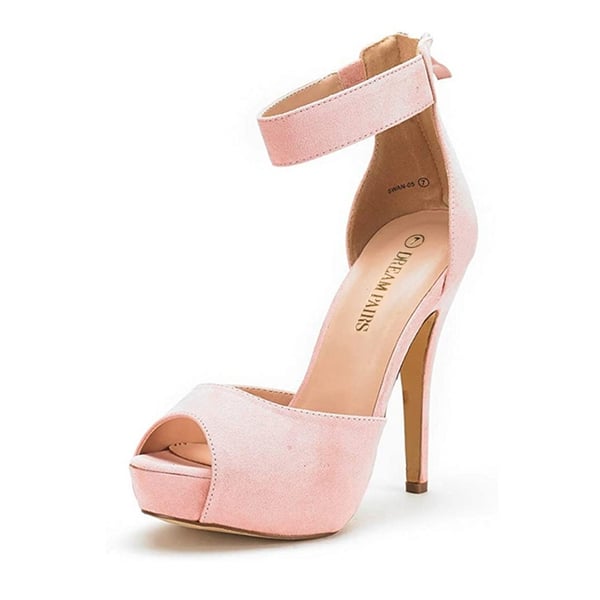High Heel Stiletto Ankle Strap Platform Pumps - PINK -  0