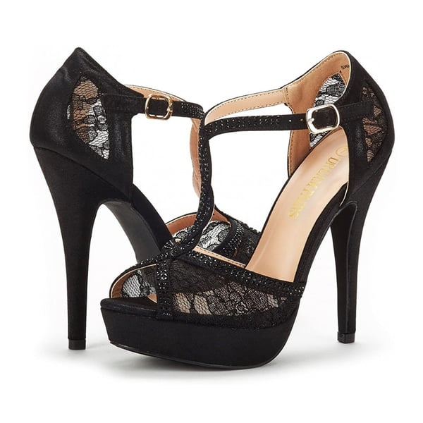 Peep Toe High Heel Platform Sandals - BLACK - 1