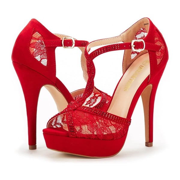 Peep Toe High Heel Platform Sandals - RED - 1