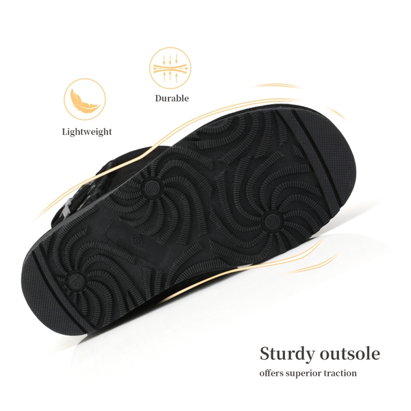 [FuzzyChic Kid's Buckle] Fur Lined Suede Winter Kids Snow Boots - BLACK - 4