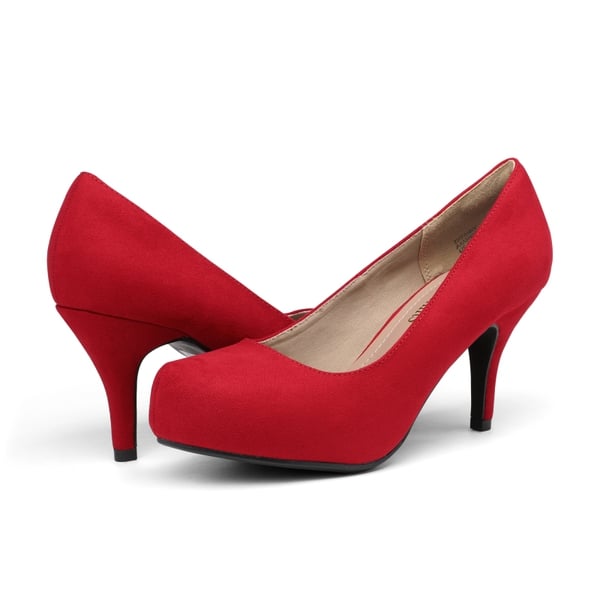 Classic Closed Toe 3 Inch Heels Pumps - RED - 3