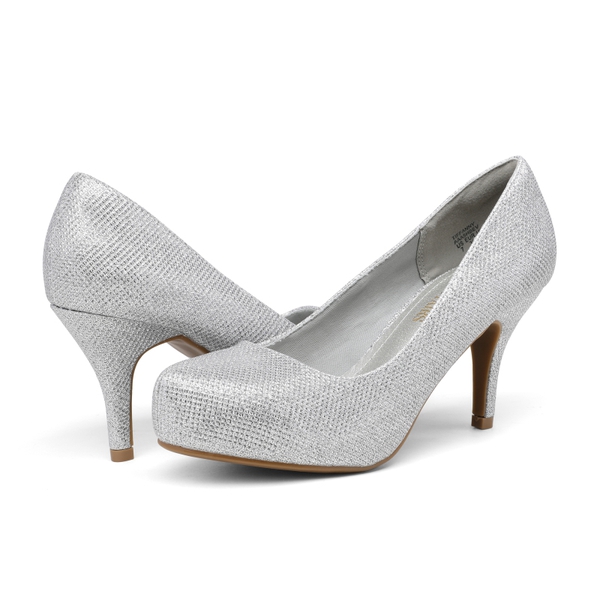 Classic Closed Toe 3 Inch Heels Pumps - SILVER - 3