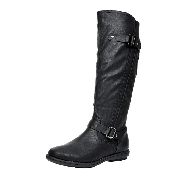 Fur Lined Knee High Boots - BLACK -  0