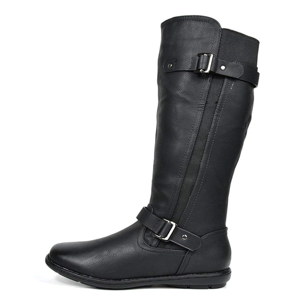 Fur Lined Knee High Boots - BLACK - 2
