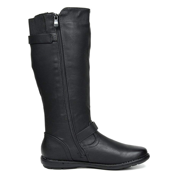Fur Lined Knee High Boots - BLACK - 3