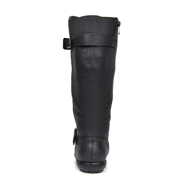 Fur Lined Knee High Boots - BLACK - 4