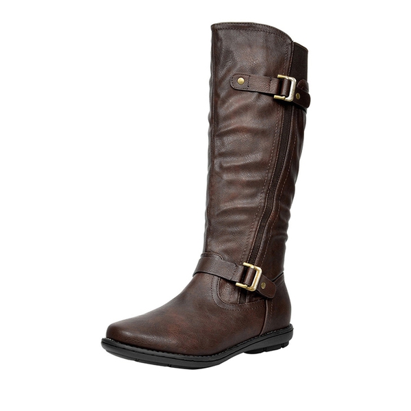 Fur Lined Knee High Boots - BROWN -  0
