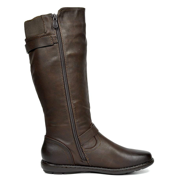 Fur Lined Knee High Boots - BROWN - 3