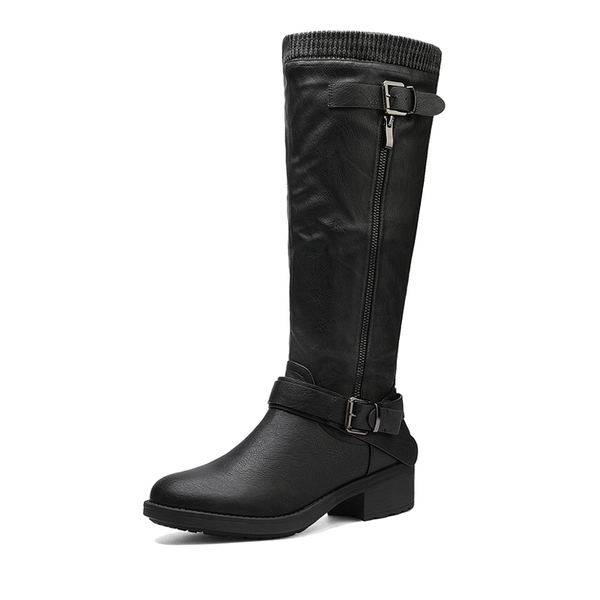 Wide Calf Knee High Boots - BLACK -  0