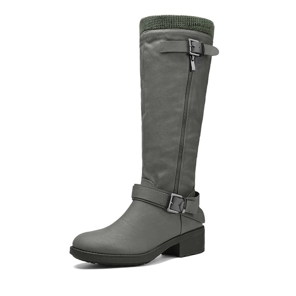 Wide Calf Knee High Boots - GREY -  0
