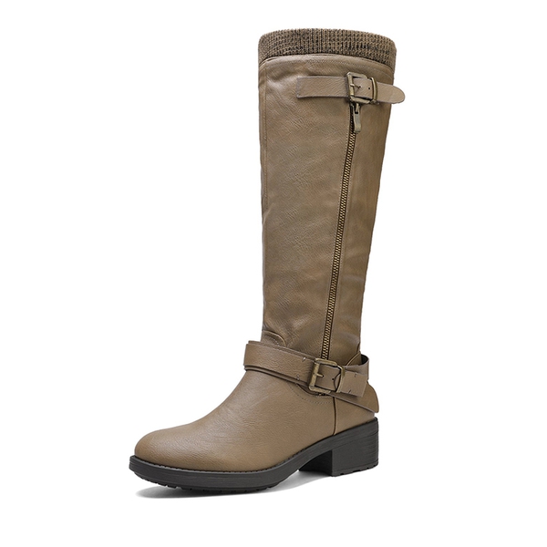 Wide Calf Knee High Boots - KHAKI -  0
