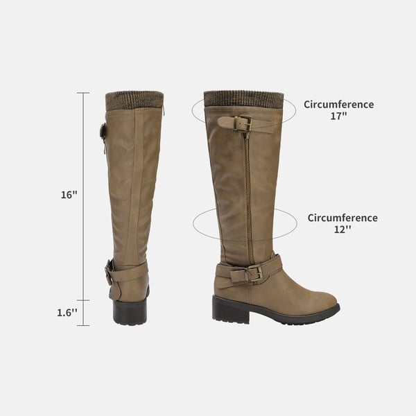 Wide Calf Knee High Boots - KHAKI - 2