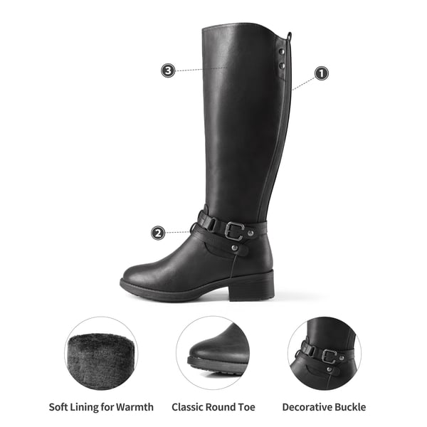 Knee High Fur Lined Boots - BLACK - 2