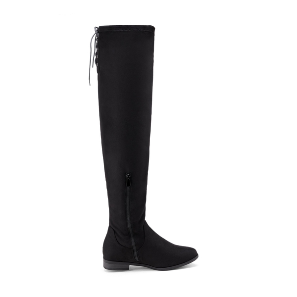 Low Heel Thigh High Boots - BLACK - 4