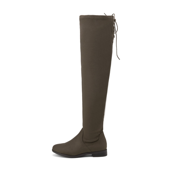 Low Heel Thigh High Boots - KHAKI - 3