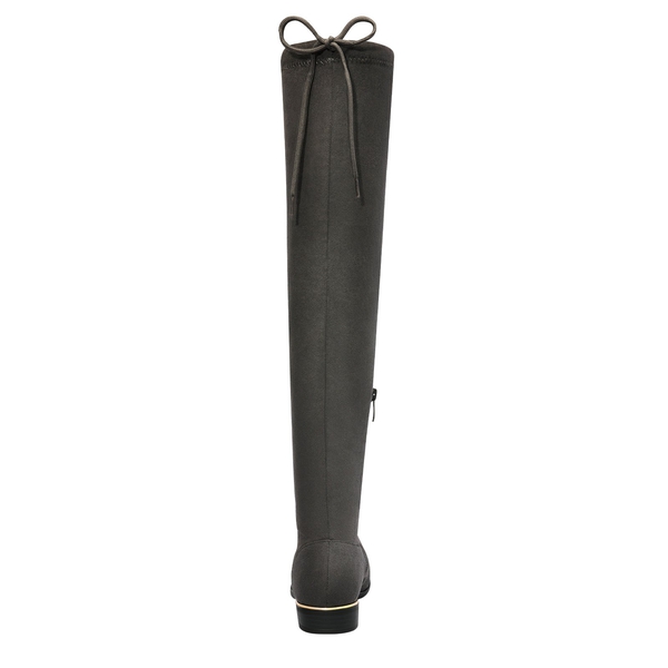 Low Heel Thigh High Boots - GREY - 4