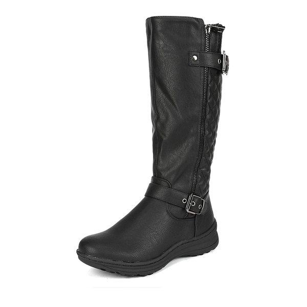 Faux Fur Knee High Boot - BLACK -  0