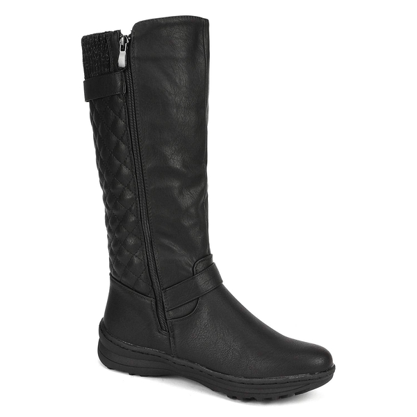 Faux Fur Knee High Boot - BLACK - 2