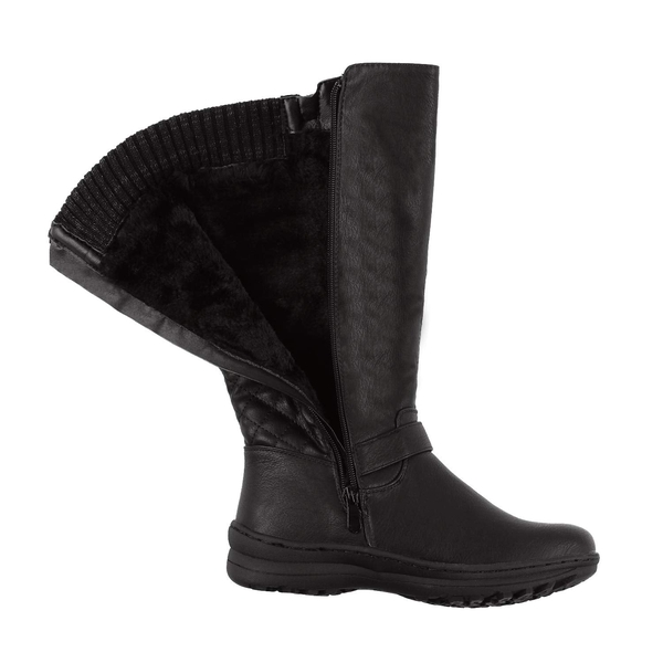 Faux Fur Knee High Boot - BLACK - 3