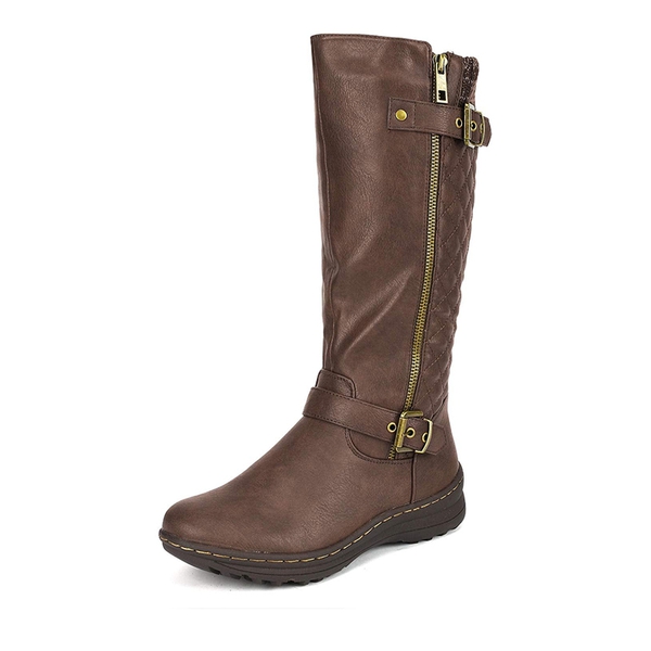 Faux Fur Knee High Boot - BROWN -  0