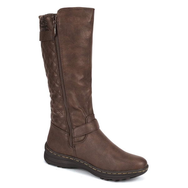 Faux Fur Knee High Boot - BROWN - 2