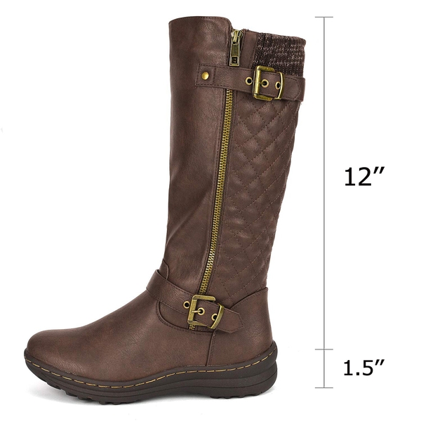 Faux Fur Knee High Boot - BROWN - 4