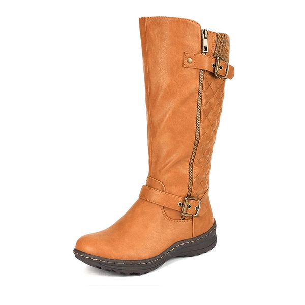 Faux Fur Knee High Boot - CAMEL -  0