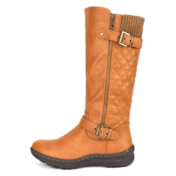 Faux Fur Knee High Boot - CAMEL - 1