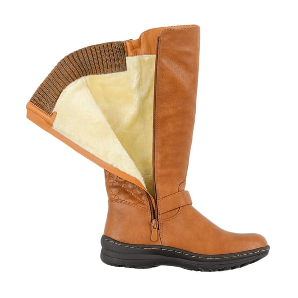 Faux Fur Knee High Boot - CAMEL - 3