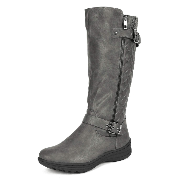 Faux Fur Knee High Boot - GREY -  0