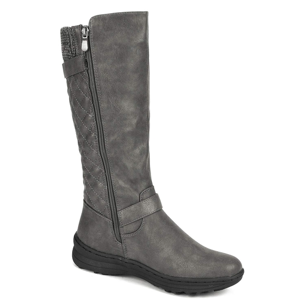Faux Fur Knee High Boot - GREY - 2