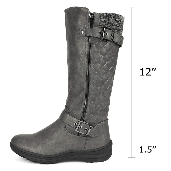 Faux Fur Knee High Boot - GREY - 4