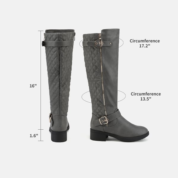 Wide Calf Knee High Riding Boots - GREY - 3