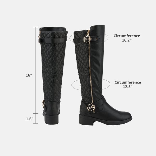 Knee High Winter Boots with Faux - BLACK - 4