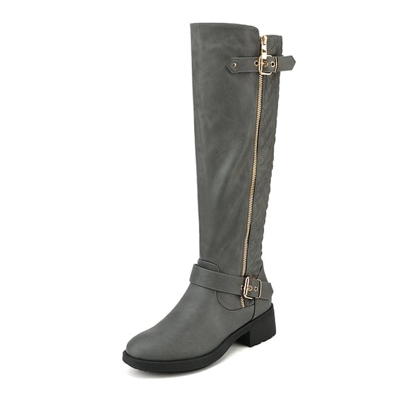 Knee High Winter Boots with Faux - GREY -  0
