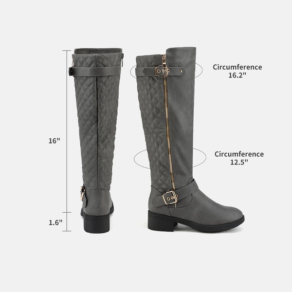 Knee High Winter Boots with Faux - GREY - 4