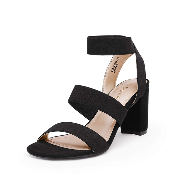 Elastic Chunky Strap Sandals - BLACK -  0