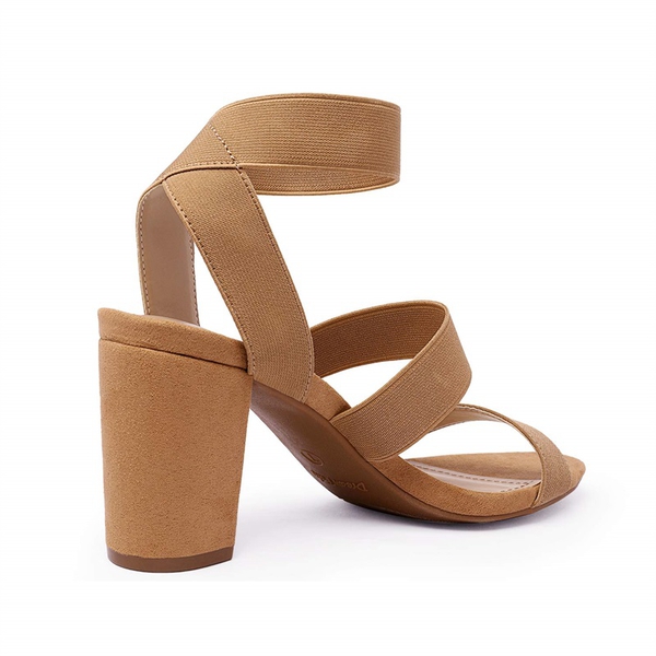 Elastic Chunky Strap Sandals - CAMEL - 3