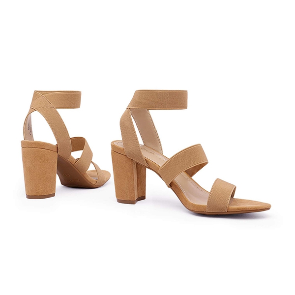 Elastic Chunky Strap Sandals - CAMEL - 4
