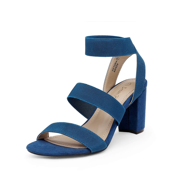 Elastic Chunky Strap Sandals - NAVY -  0