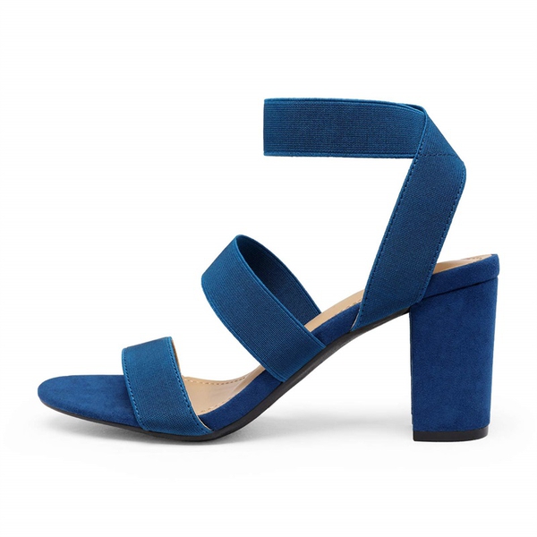 Elastic Chunky Strap Sandals - NAVY - 2