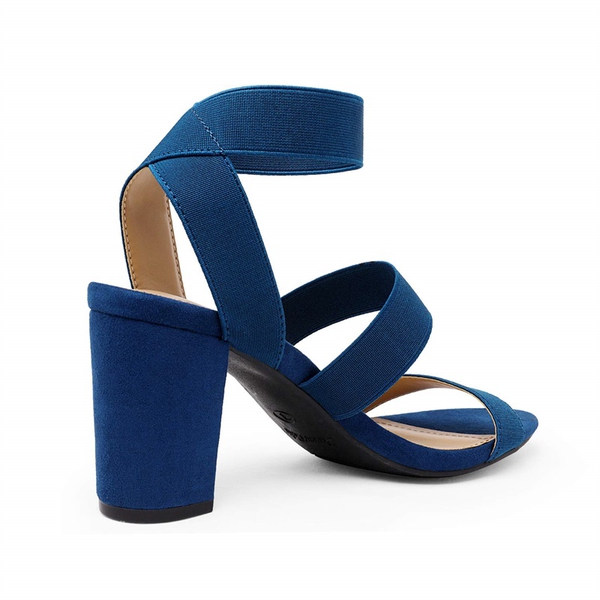 Elastic Chunky Strap Sandals - NAVY - 3