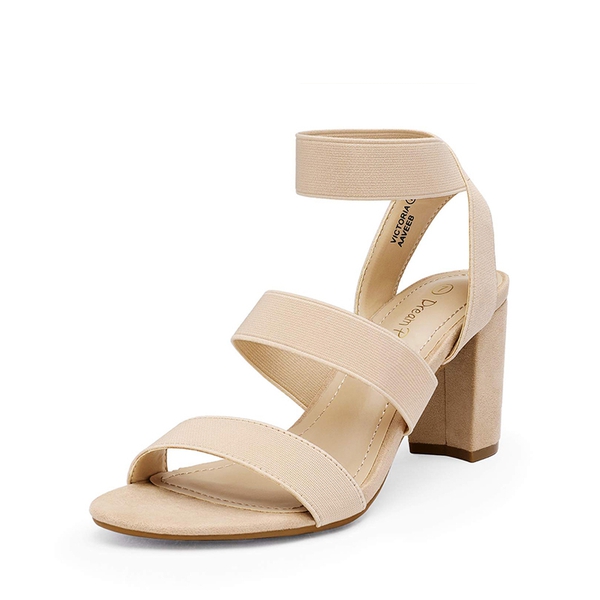 Elastic Chunky Strap Sandals - NUDE -  0
