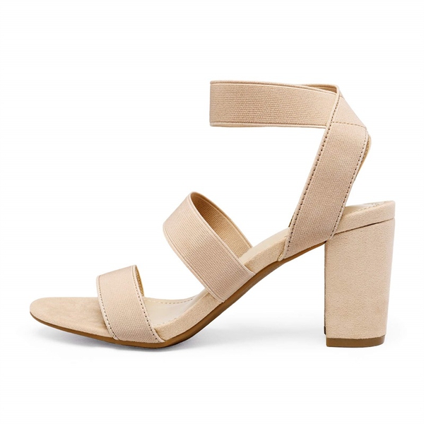 Elastic Chunky Strap Sandals - NUDE - 2