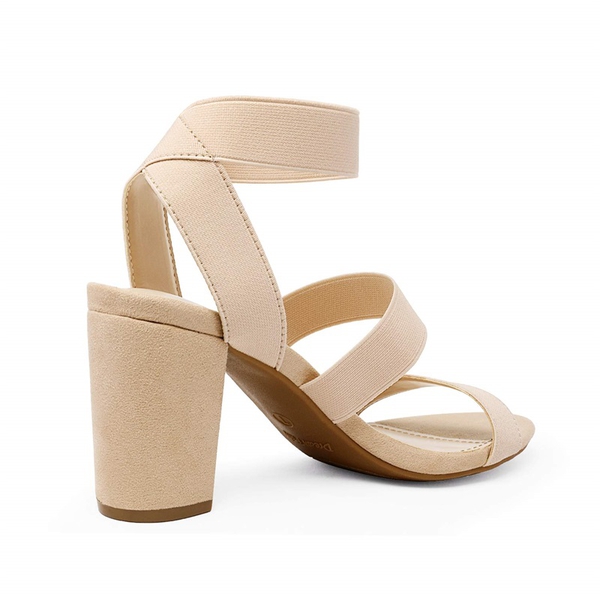Elastic Chunky Strap Sandals - NUDE - 3