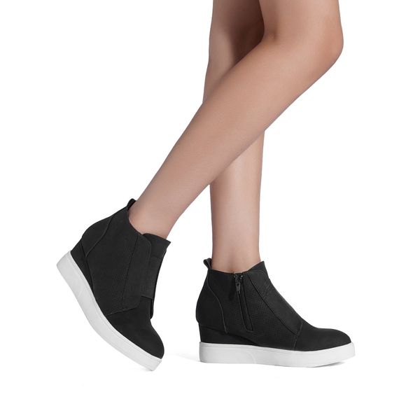 Platform Wedge Booties - BLACK - 1
