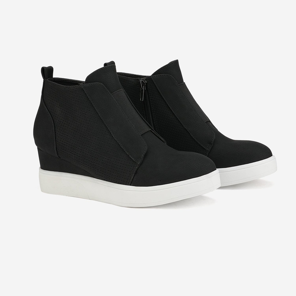 Platform Wedge Booties - BLACK - 4